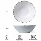 2 pieces Set LEHAHA Rustic White Melamine Large Serving Bowl,12 inches (130 OZ)