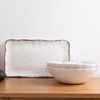 2 pieces Set LEHAHA Rustic White Melamine Large Serving Bowl,12 inches (130 OZ)