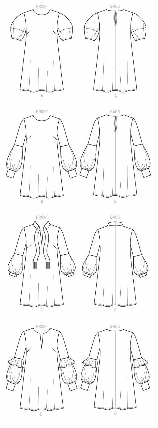 McCall Pattern Company McCall's Women's Flared Sleeve Pullover Dress Sewing