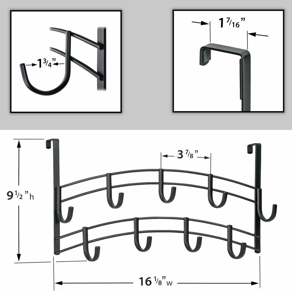 LYNK Professional® Home™ Over The Door Hooks - 9 Hook Over The Door Hanger -