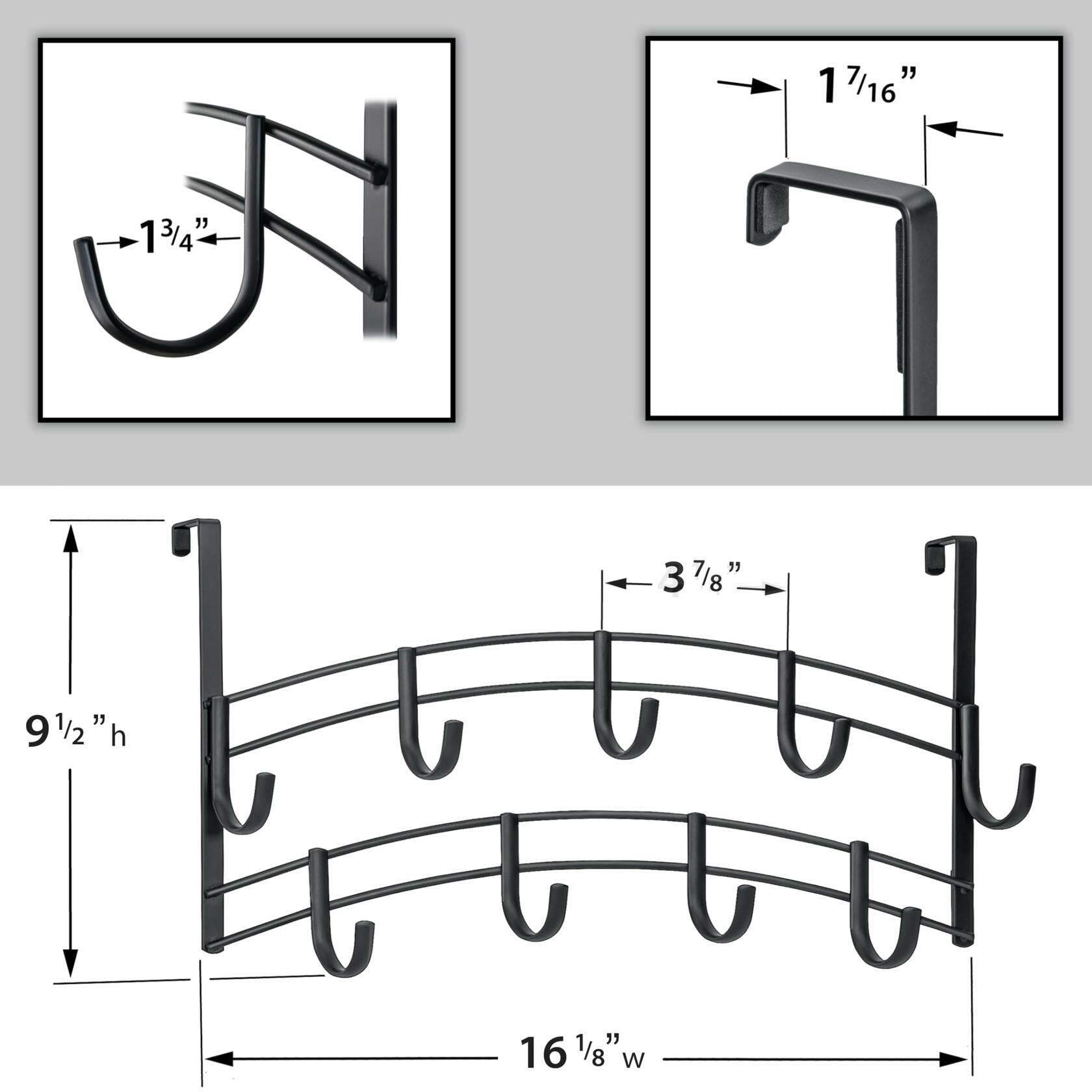 LYNK Professional® Home™ Over The Door Hooks - 9 Hook Over The Door Hanger -