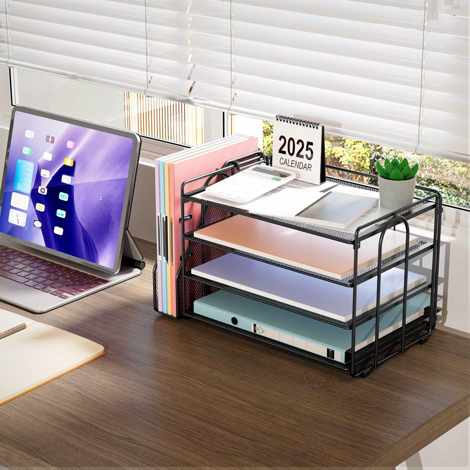 gianotter 4-Tier Paper Organizer With Magazine Holder, Desk Organizers and