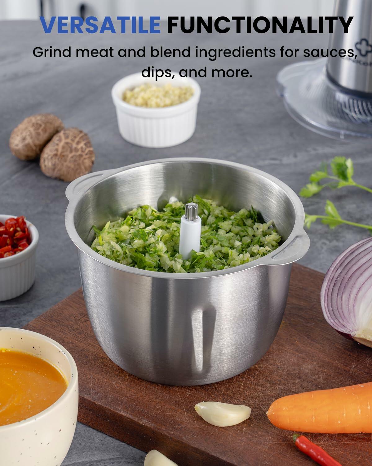LINKChef Food Processor Small, 6 Cup Food Chopper with Container, 1.5L 250W