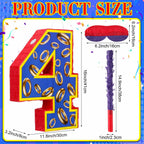 16 Inch Number 4 Blue and Golden Rings Pinata for Birthday Party Decorations,