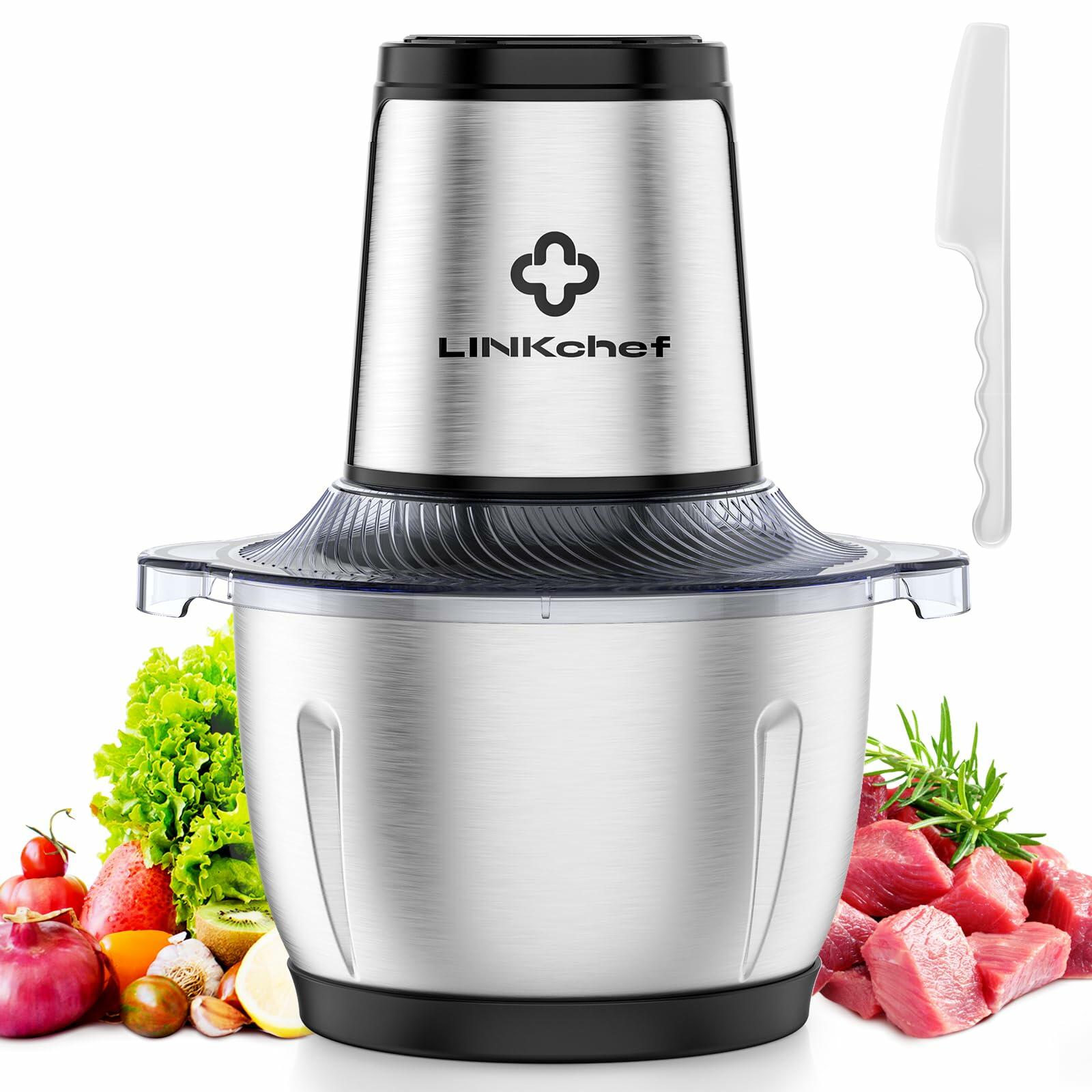 LINKChef Food Processor Small, 6 Cup Food Chopper with Container, 1.5L 250W