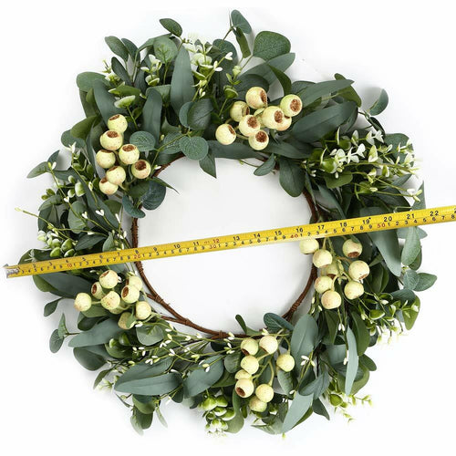 JINGHONG Eucalyptus Wreaths for Front Door 20 Inch Green Home Decor for Wall