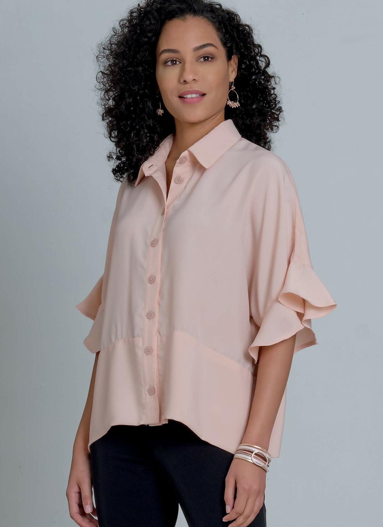 McCall's M8001ZZ Easy to Sew Women's Loose Fitting Button-Up Blouse Sewing