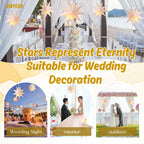 Paper Star Lanterns, Stars Hanging 3Pcs Christmas Paper Lampshade 7 Pointed Star