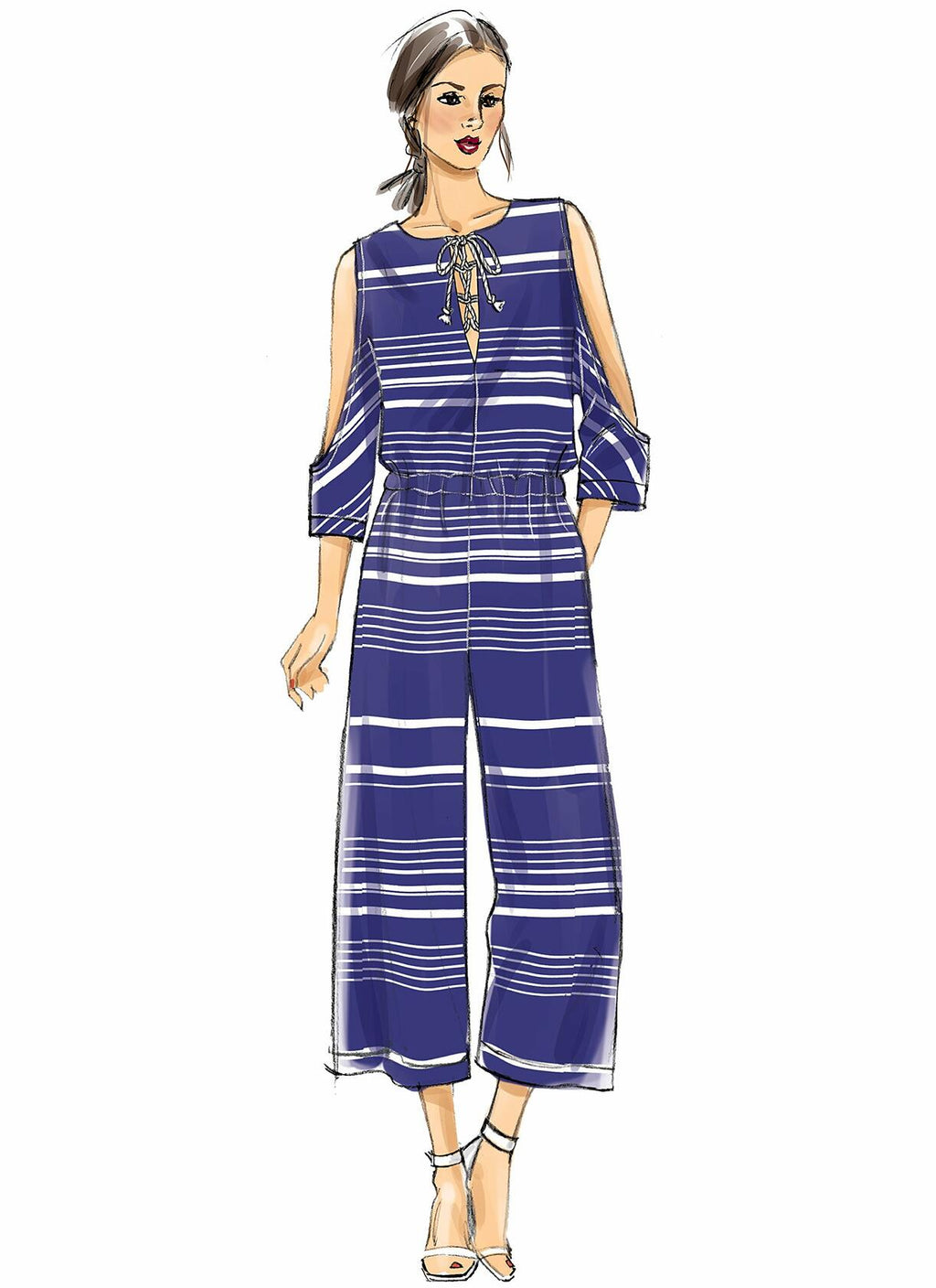 Vogue Patterns V9260 Misses' Romper and Jumpsuit with Cold Shoulder and Lace-Up