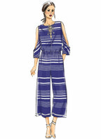 Vogue Patterns V9260 Misses' Romper and Jumpsuit with Cold Shoulder and Lace-Up