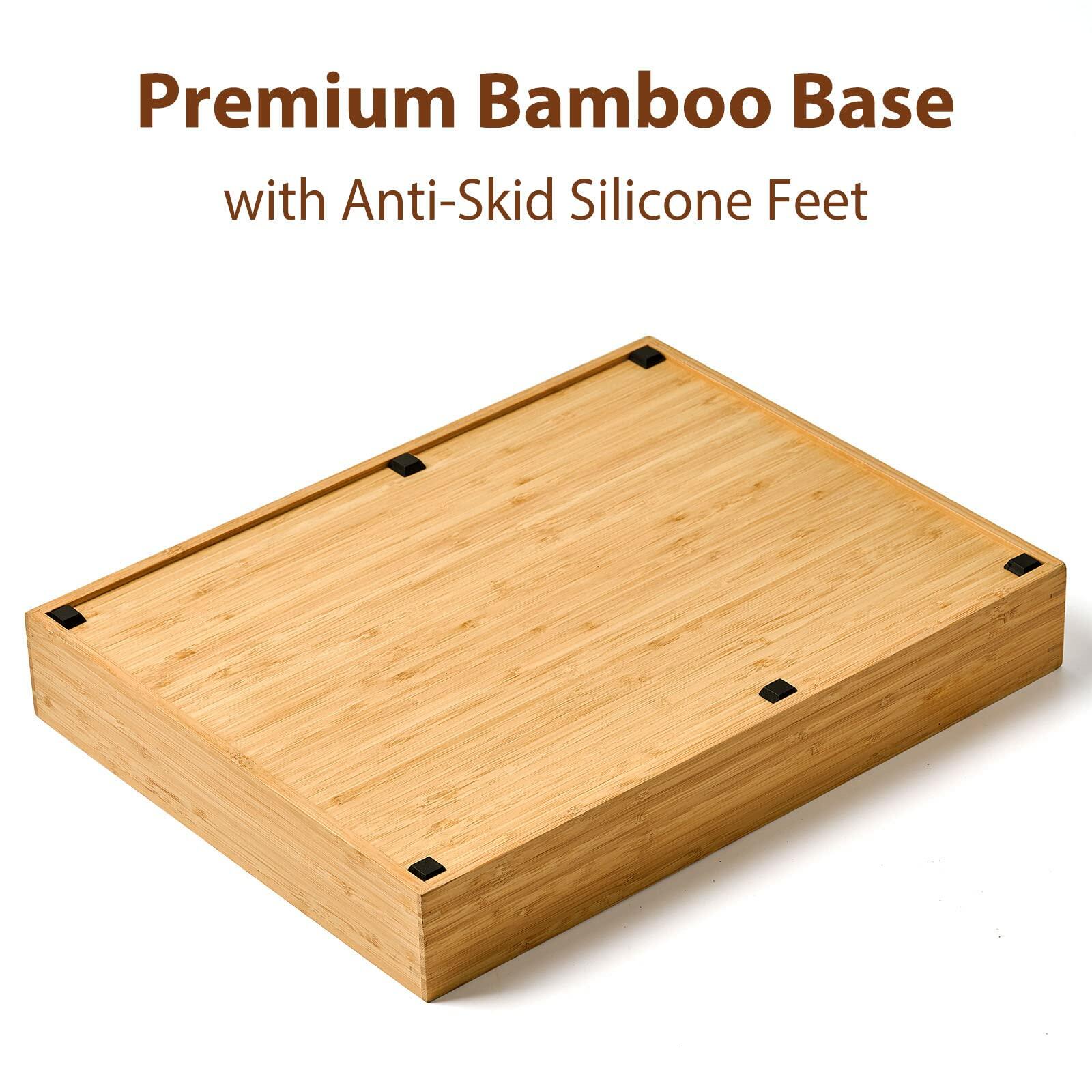 Umilife Bamboo Kitchen Drawer Organizer, 13 Inch Silverware Utensil Tray Holder,