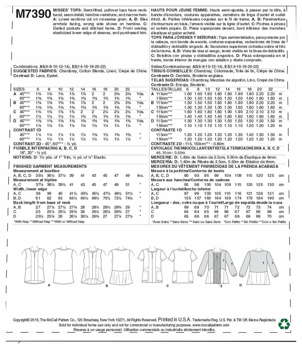 McCall's Patterns Split-Neck, Seam-Detail Tops