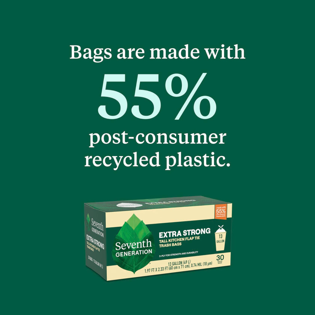 6 Packs of 30 count Seventh Generation 13 Gallon Extra Strong Tall Kitchen Trash