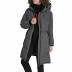 DKNY Women's Medium Walker-Length Puffer Coat with Hood and Adjustable Internal