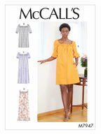 McCall's M7947Y Women's Square Neckline Dress Sewing Patterns, Sizes XS-M