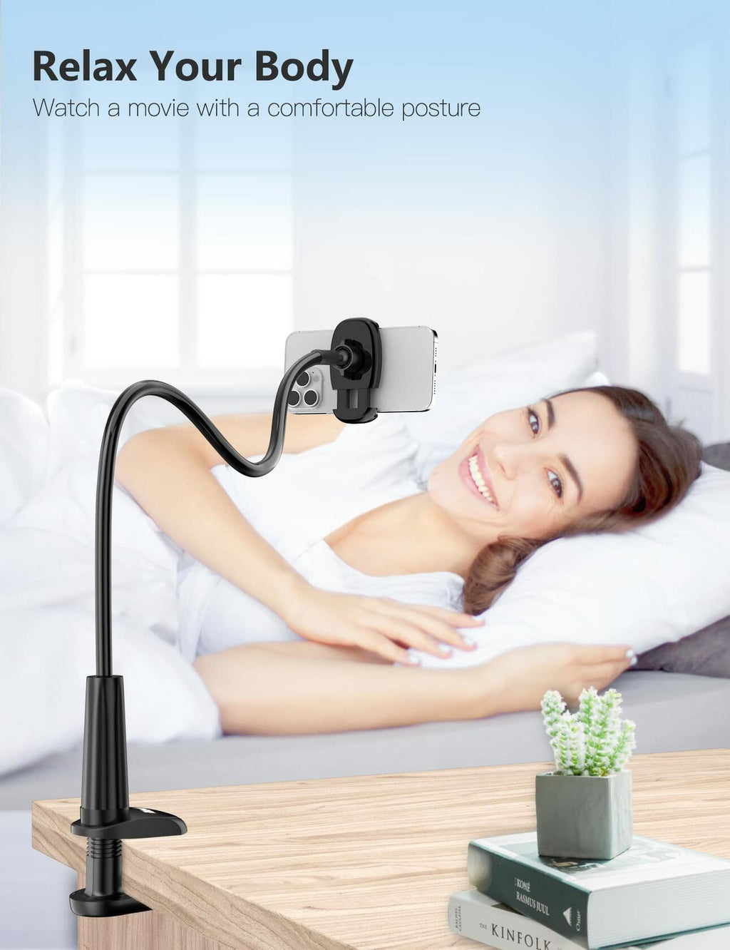 Tryone Gooseneck Phone Holder Stand for Bed Flexible Arm Adjustable Cell Phones