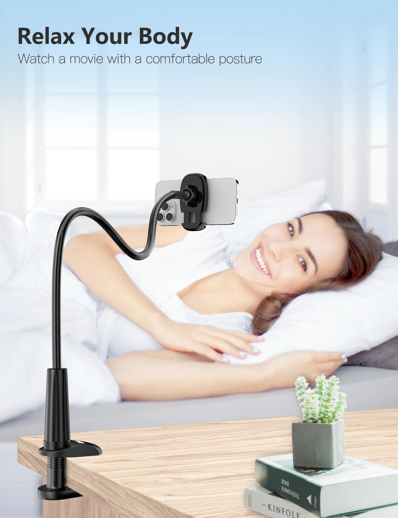 Tryone Gooseneck Phone Holder Stand for Bed Flexible Arm Adjustable Cell Phones