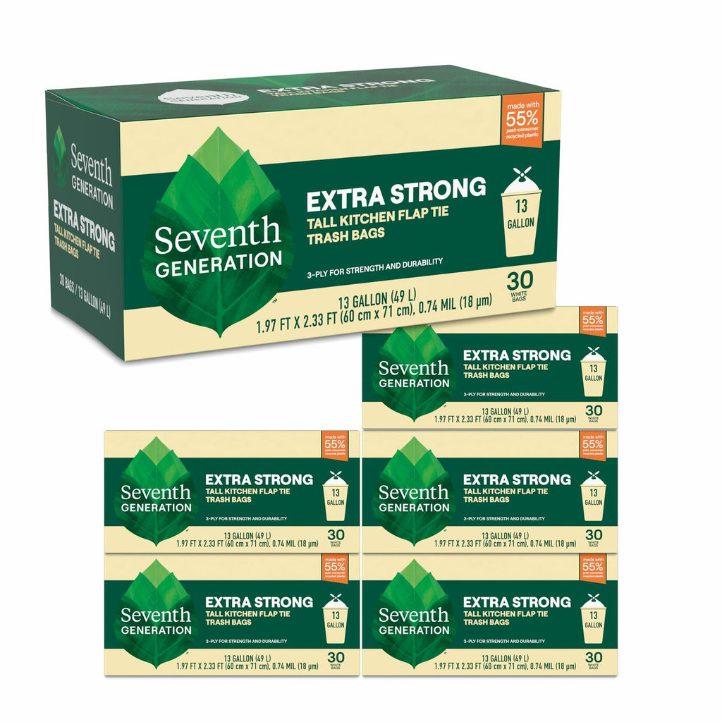 6 Packs of 30 count Seventh Generation 13 Gallon Extra Strong Tall Kitchen Trash