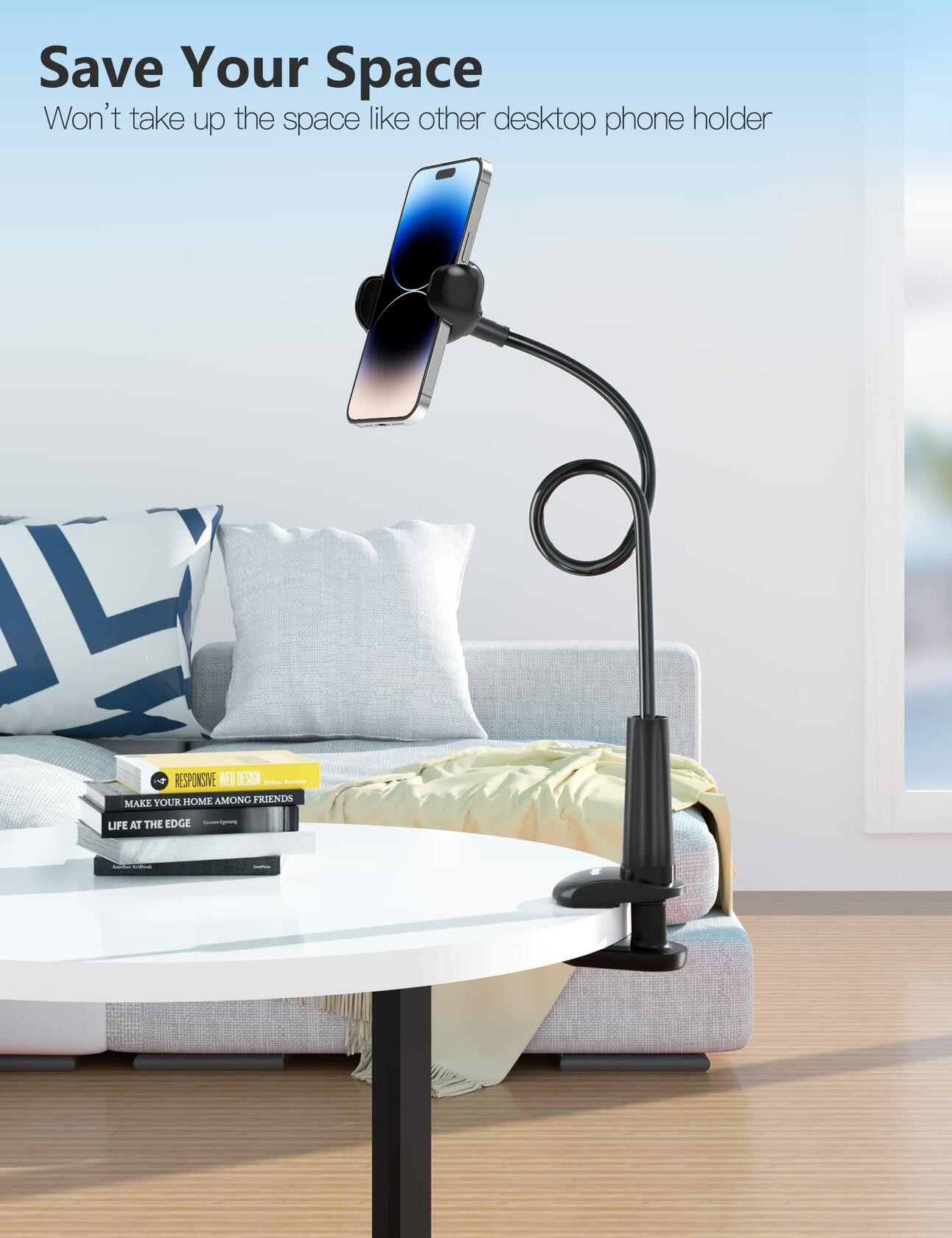 Tryone Gooseneck Phone Holder Stand for Bed Flexible Arm Adjustable Cell Phones