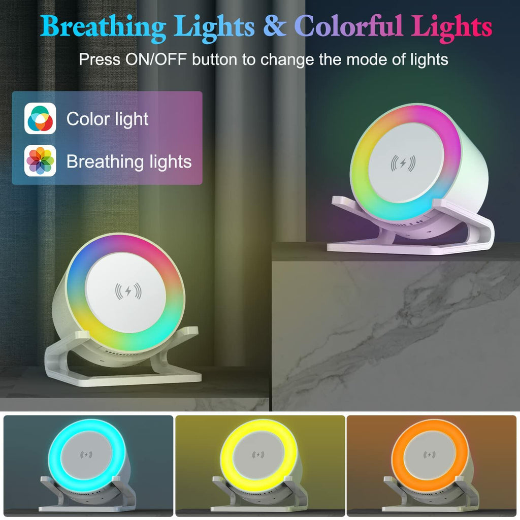 doopo Night Lights Bluetooth Speaker,Wireless Charger 15W with Phone Holder,