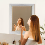 27.5" x 33.5" Head West Tile Textured Beveled Frame Chrome and White Mirror,