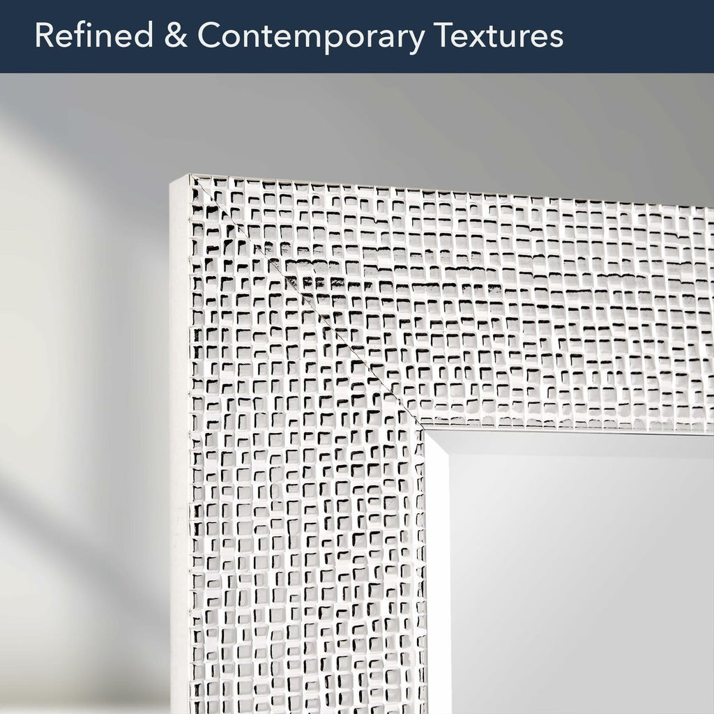 27.5" x 33.5" Head West Tile Textured Beveled Frame Chrome and White Mirror,