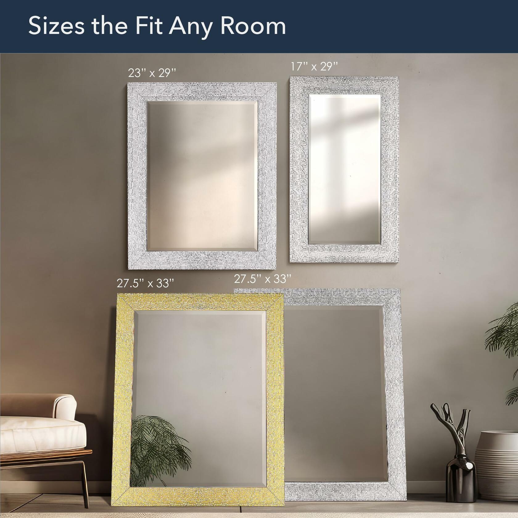 27.5" x 33.5" Head West Tile Textured Beveled Frame Chrome and White Mirror,