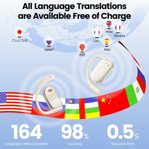 AI Translation Earbuds Real Time 164 Languages 80H Playtime Translator Ear Buds