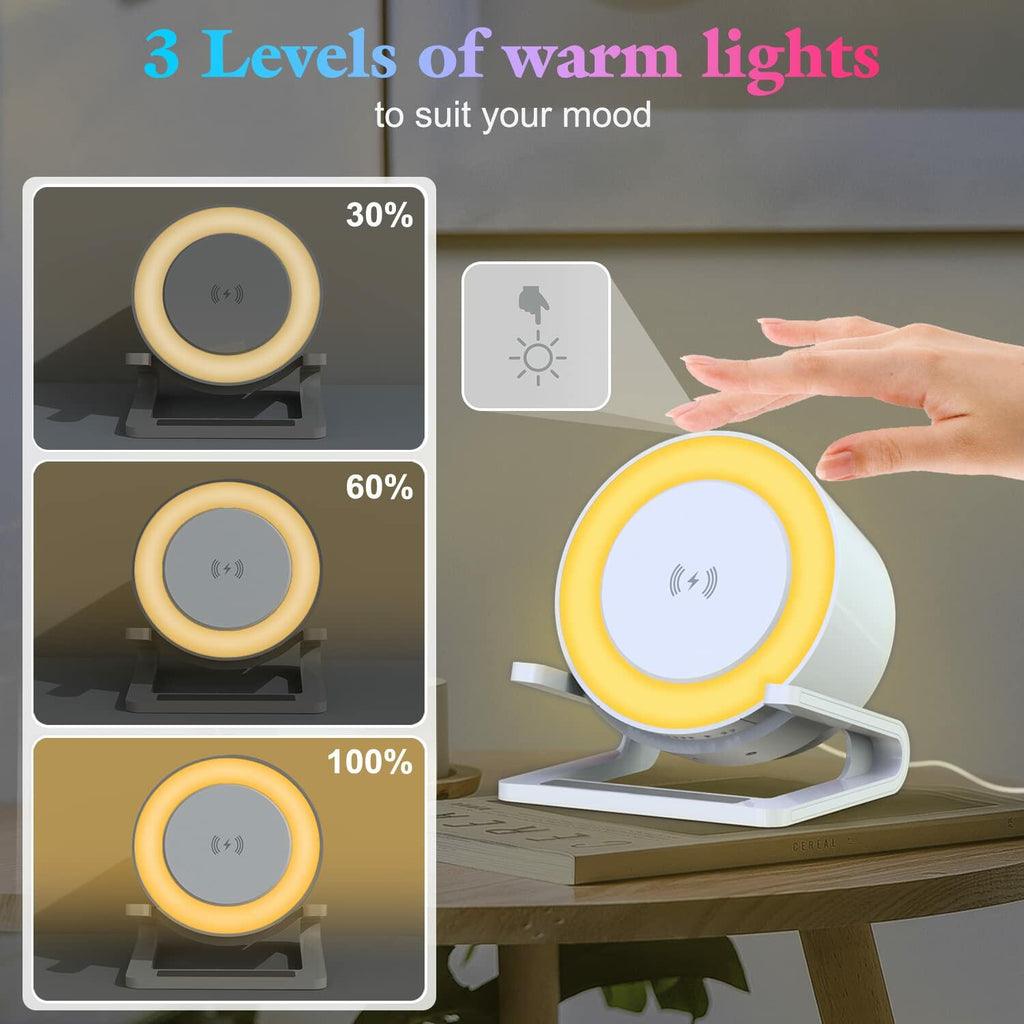 doopo Night Lights Bluetooth Speaker,Wireless Charger 15W with Phone Holder,