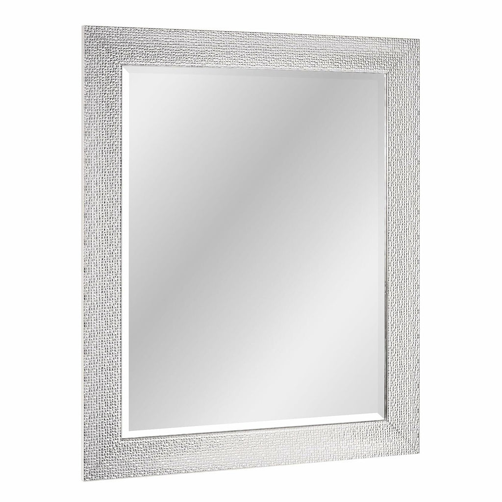 27.5" x 33.5" Head West Tile Textured Beveled Frame Chrome and White Mirror,