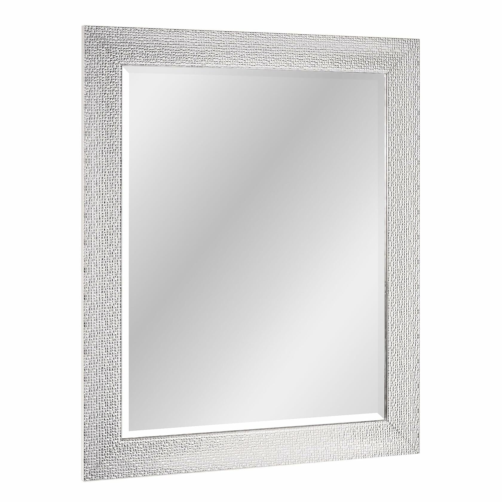 27.5" x 33.5" Head West Tile Textured Beveled Frame Chrome and White Mirror,