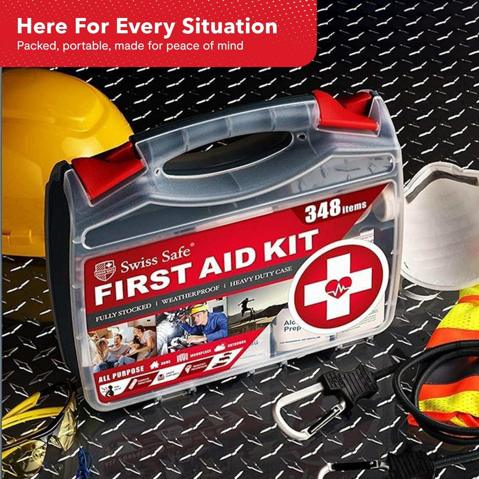 Swiss Safe 2-in-1 First Aid Kit for Car, 348 Pcs, Travel & Home, Businesses -