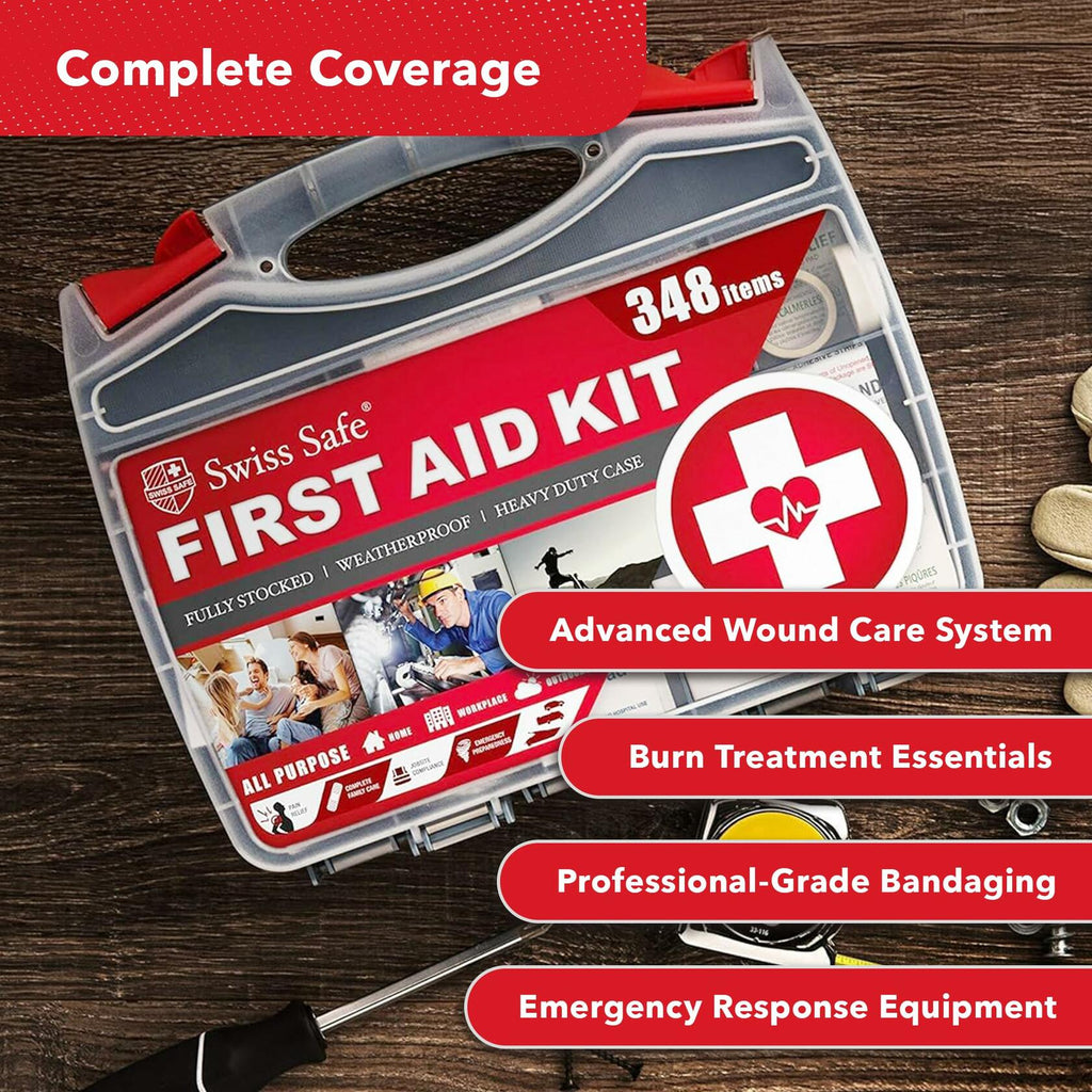 Swiss Safe 2-in-1 First Aid Kit for Car, 348 Pcs, Travel & Home, Businesses -
