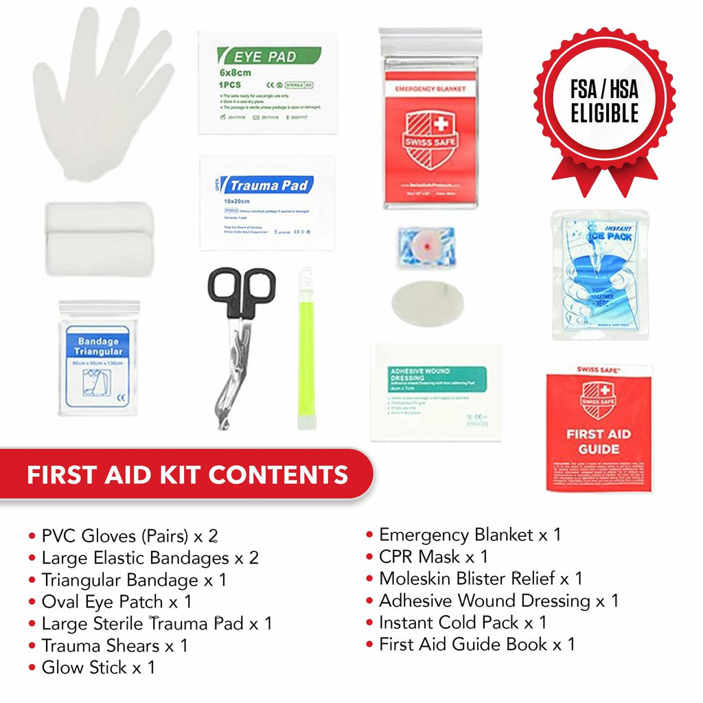 Swiss Safe 2-in-1 First Aid Kit for Car, 348 Pcs, Travel & Home, Businesses -