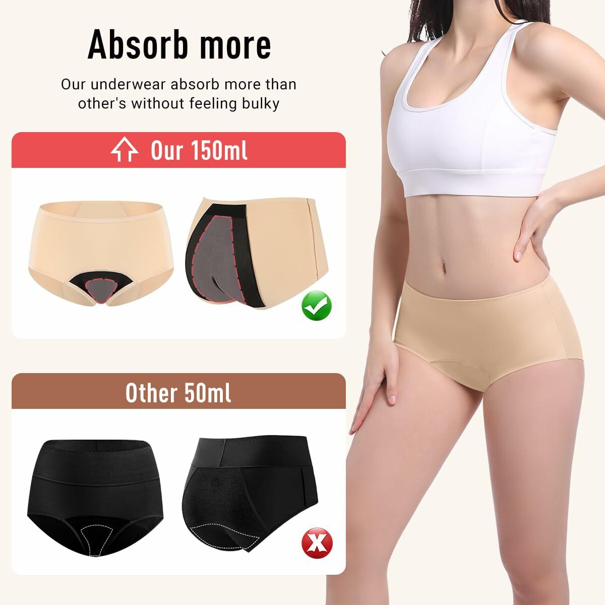 2 Pack Carer Incontinence Underwear for Women, medium  Washable 150ml High