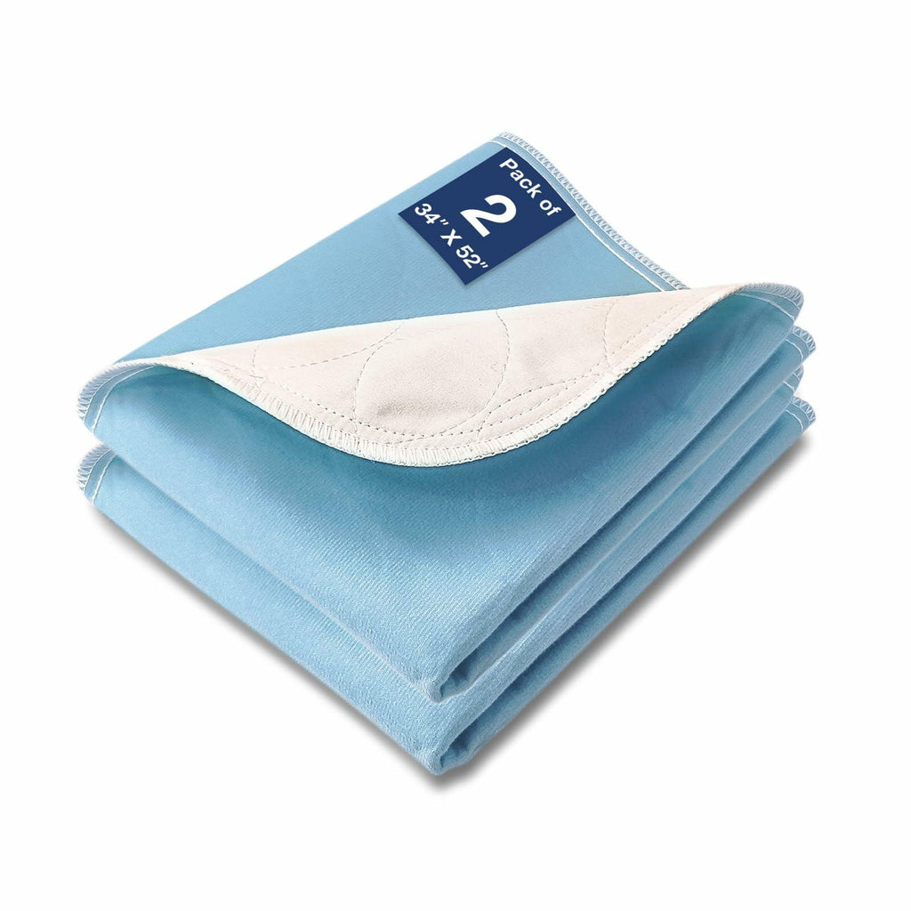 2 Pack SOLOSHINE Bed Pads Washable Waterproof, 52" x 34"  Incontinence Bed Pads,