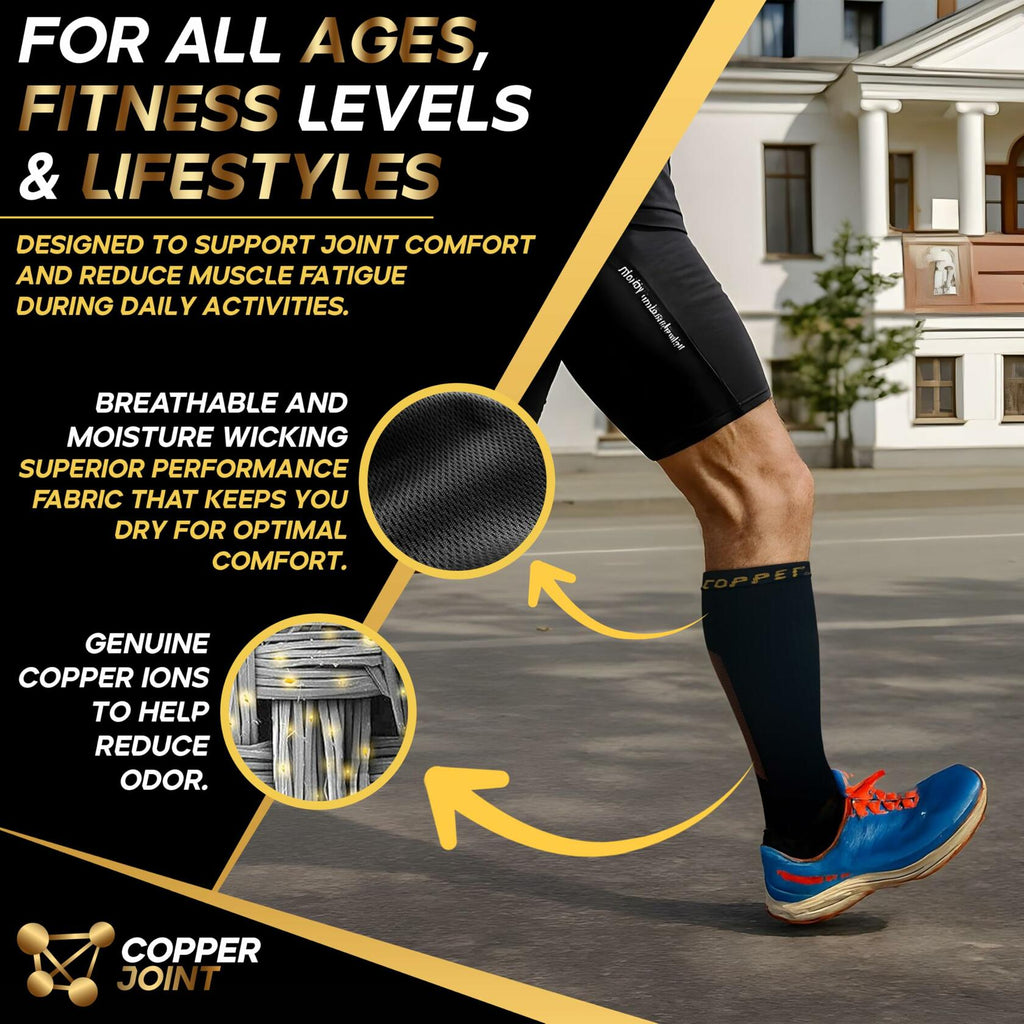 1 Pair CopperJoint Copper Compression Socks for Women & Men, 2X-Large Knee High