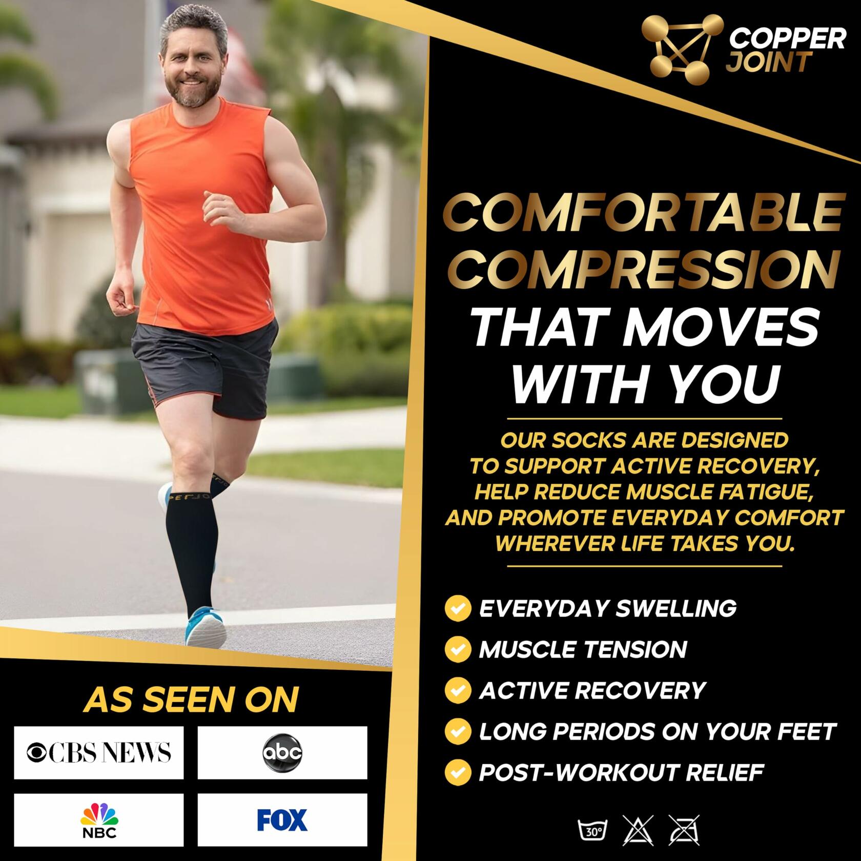1 Pair CopperJoint Copper Compression Socks for Women & Men, 2X-Large Knee High