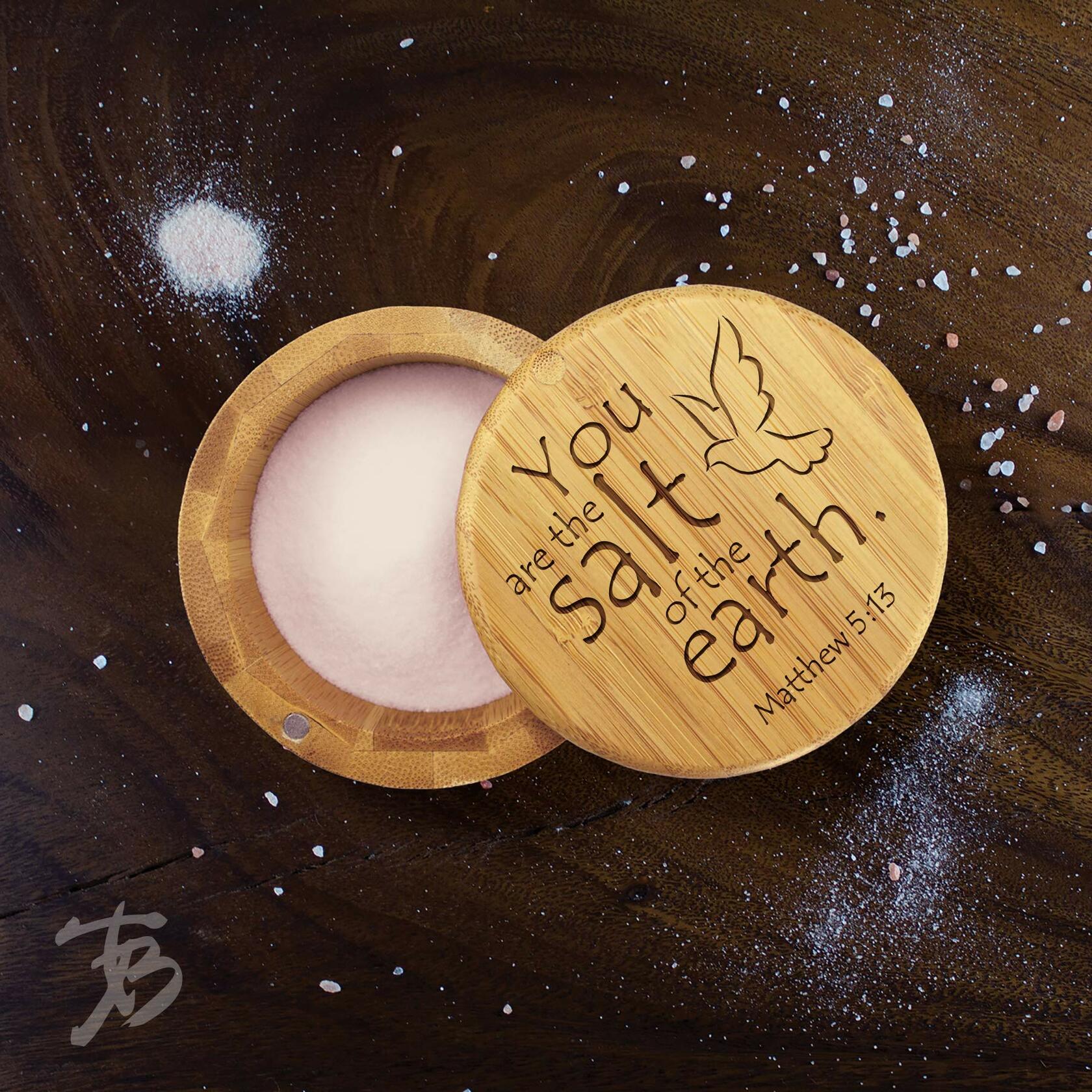 Totally Bamboo Salt Cellar Bamboo Storage Box with Magnetic Swivel Lid, 6 Ounce