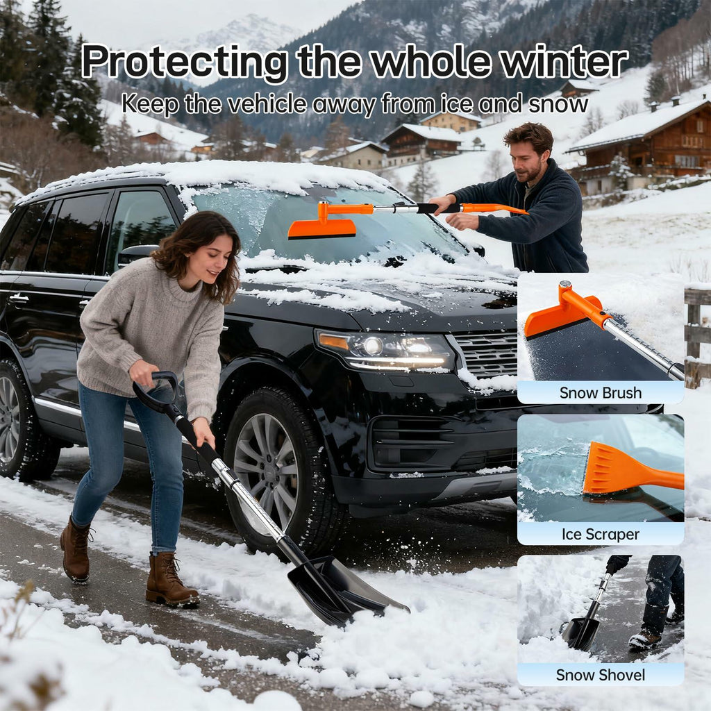 REALYOU 49.2" Car Snow Brush and Ice Scraper for Car Windshield, 3-in-1