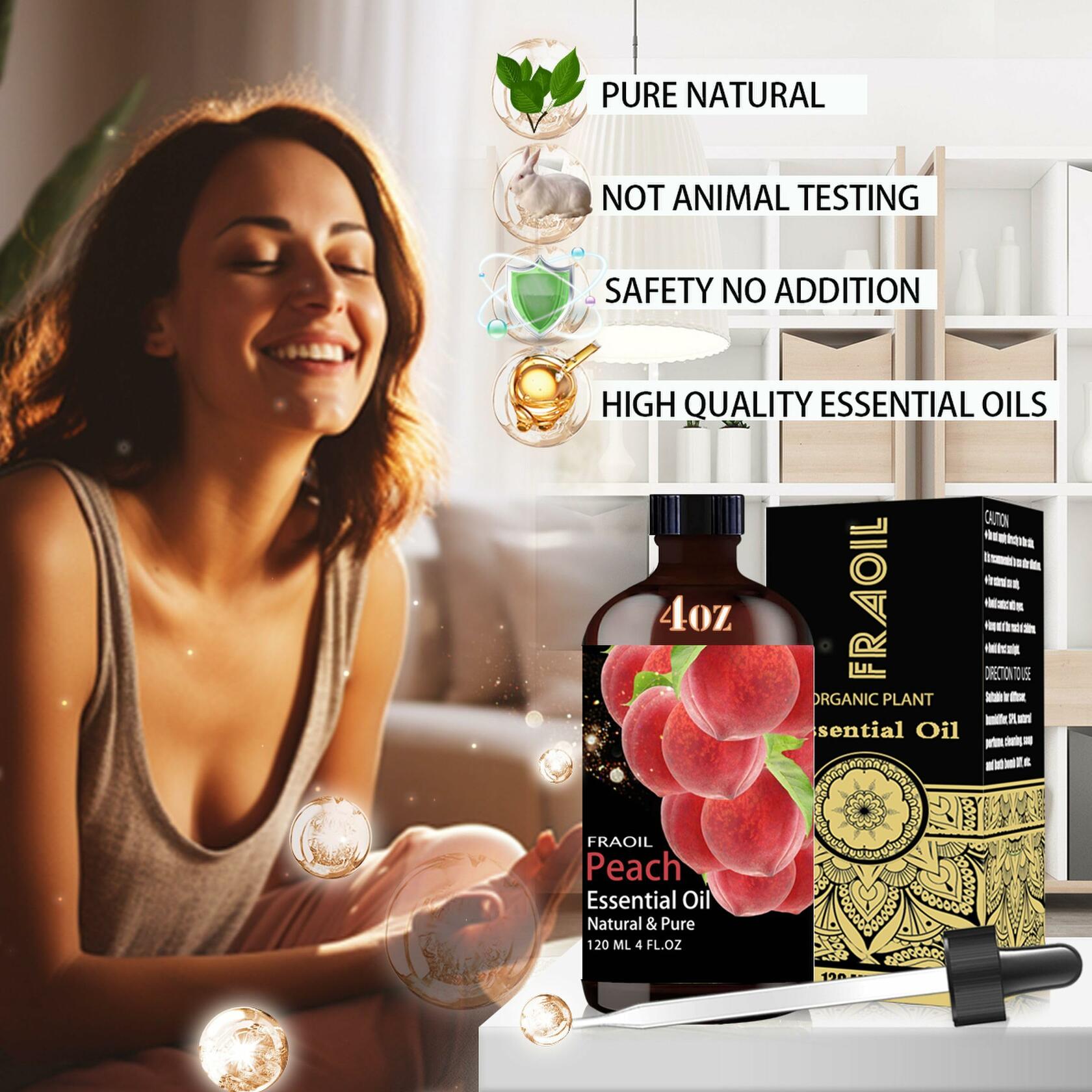 Peach Essential Oil, Peach Oil 4 Fl Oz 120ML for Diffuser Humidifier Yoga