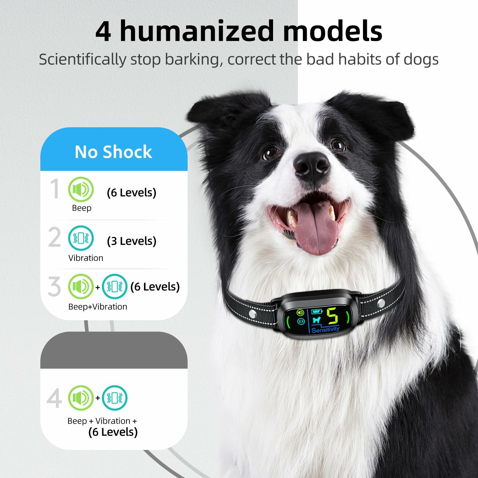 FAFAFROG Dog Bark Collar, Rechargeable Smart Collar, Anti Barking Training