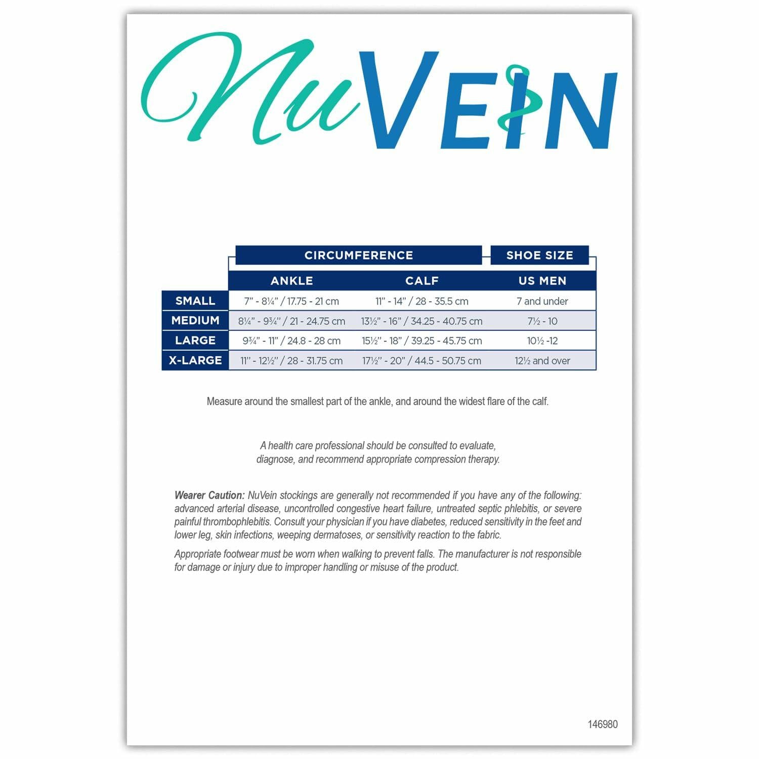 NuVein Compression Socks, 20-30 mmHg Support for Men, Padded Cushion Foot, Knee