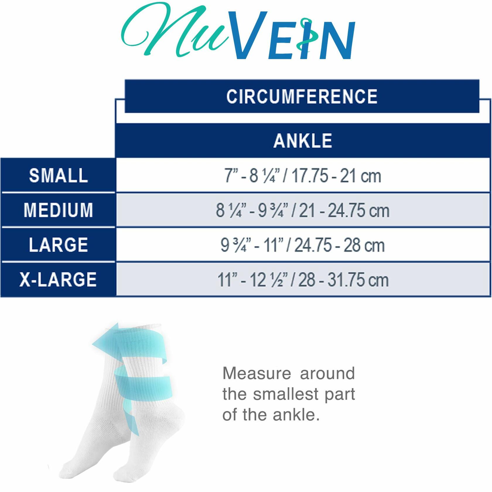 NuVein 15-20 mmHg Medical Compression Socks, Mid Calf Crew Length, Padded