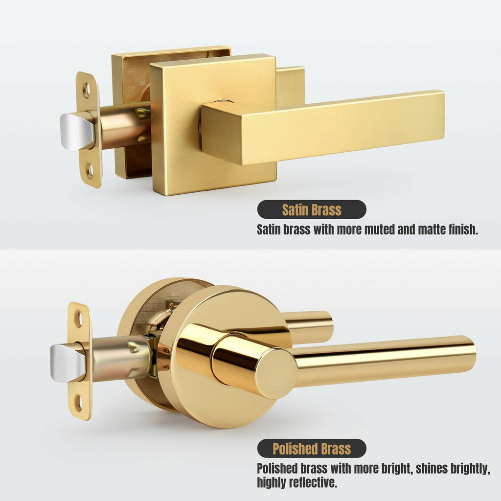 Gaurqiah Gold Passage Door Handles Without Lock and Key 10 Pack，Brushed Gold