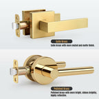 Gaurqiah Gold Passage Door Handles Without Lock and Key 10 Pack，Brushed Gold