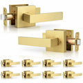 Gaurqiah Gold Passage Door Handles Without Lock and Key 10 Pack，Brushed Gold