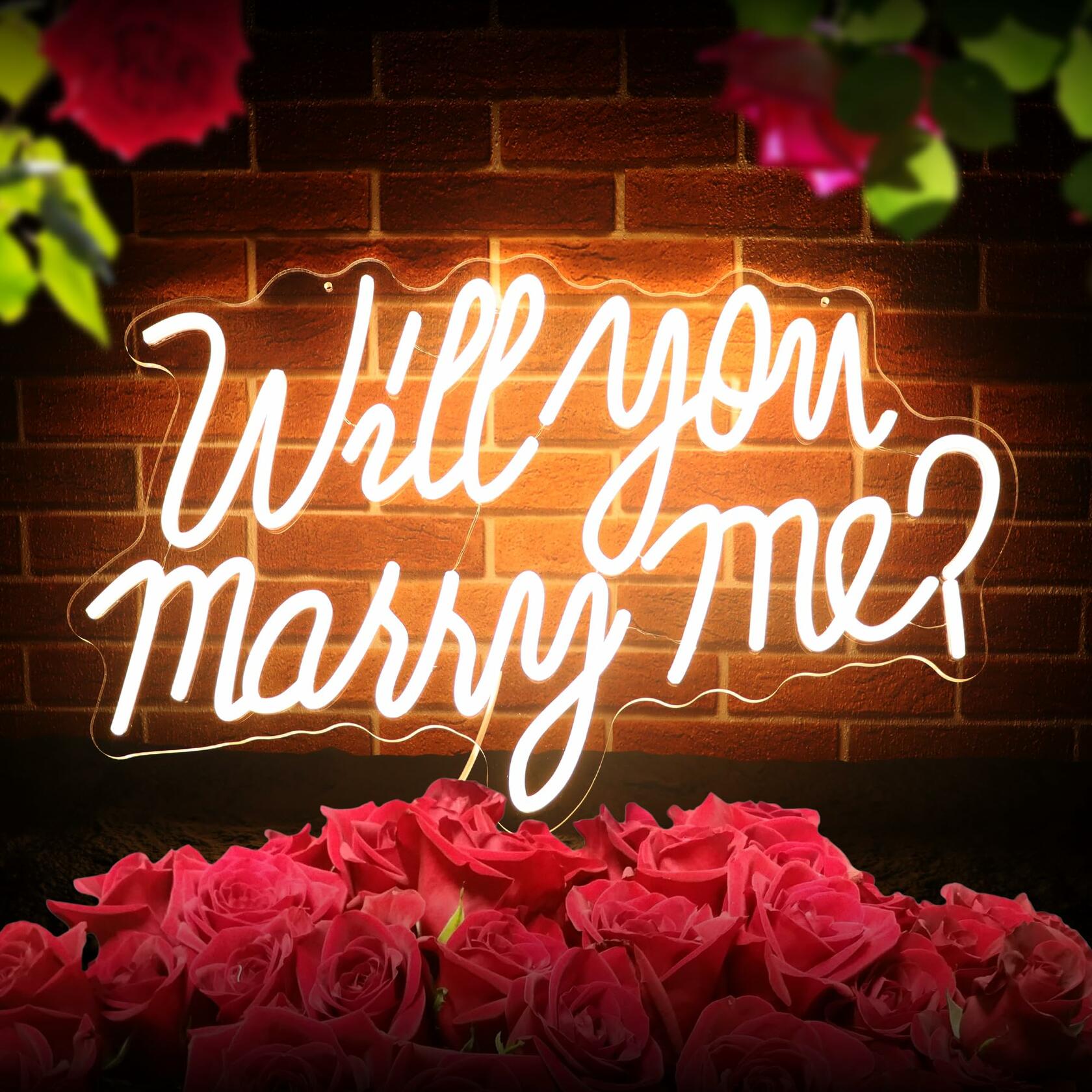 Will You Marry Me Neon Sign for Wedding Party Backdrop Marry Me Light Up Letters