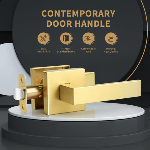 Gaurqiah Gold Passage Door Handles Without Lock and Key 10 Pack，Brushed Gold
