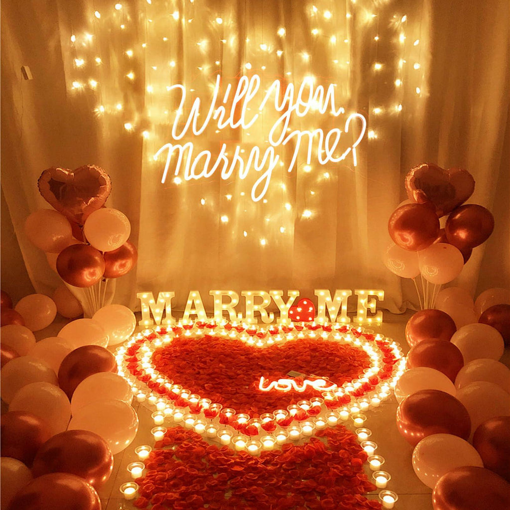Will You Marry Me Neon Sign for Wedding Party Backdrop Marry Me Light Up Letters
